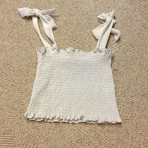 White Shoulder tie Crop top